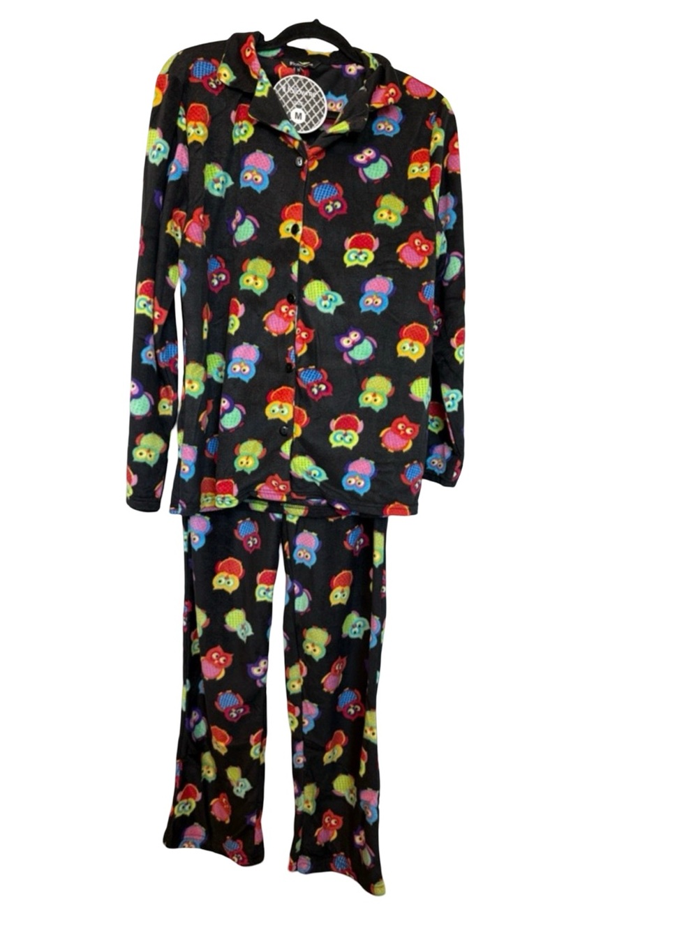 #followme Pajama Set M NWT Owl Print Fleece Button Up Top Pants Cozy Cute